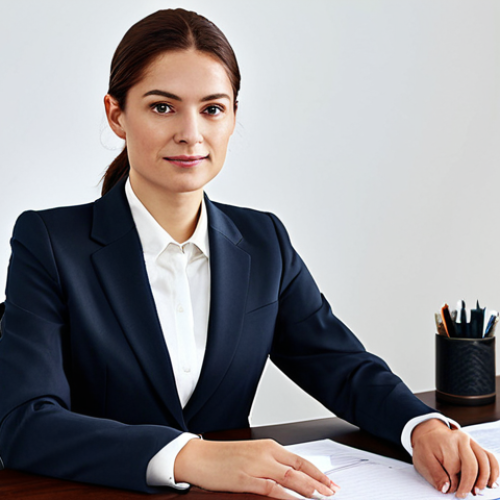 Home 4 **
A professional businesswoman in a modest business suit, sitting at a desk in a modern office, fully clothed, appropriate attire, safe for work, perfect anatomy, natural proportions, professional photography, high quality.
**